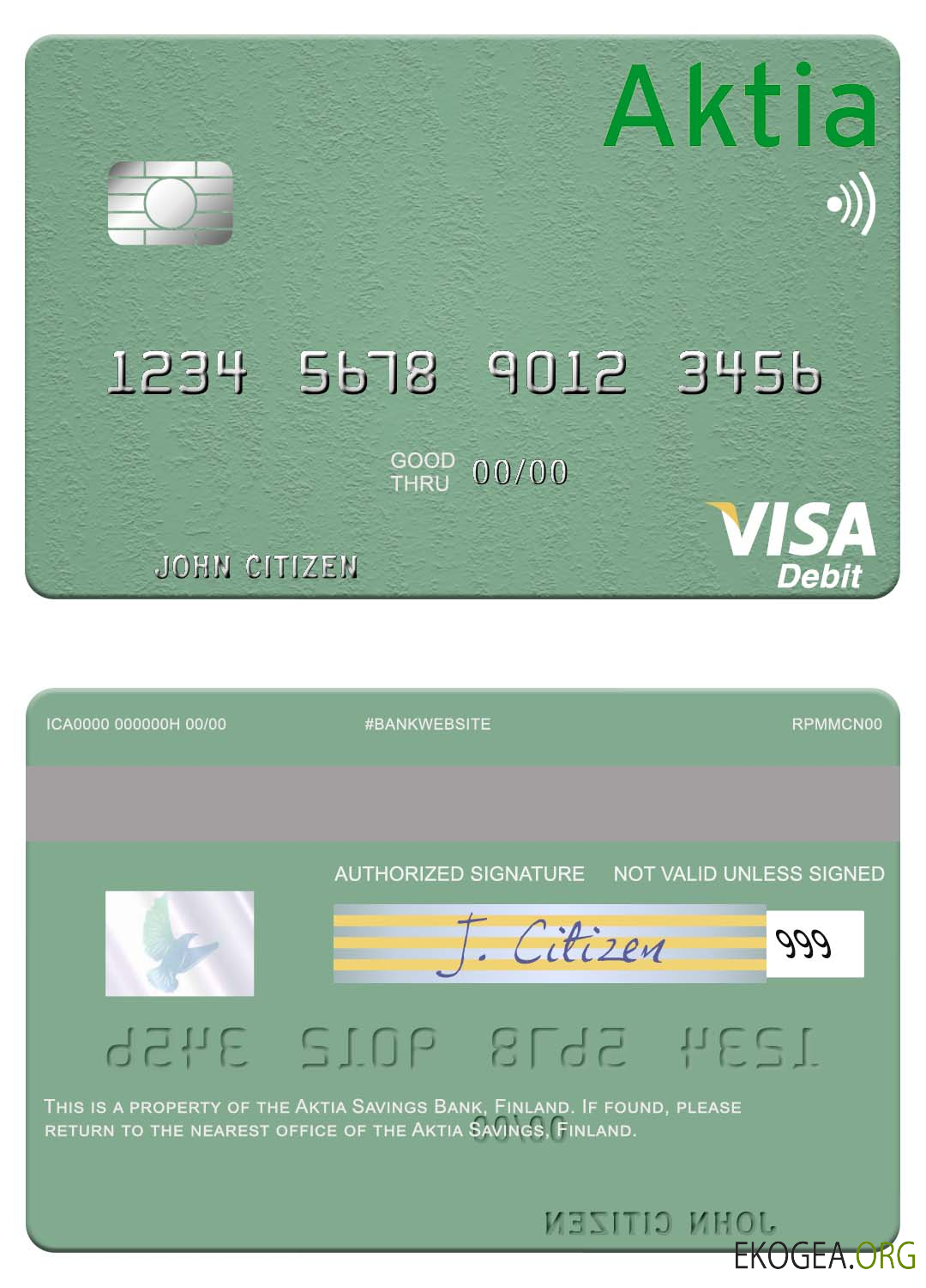Carte de débit visa Finlande Aktia Savings Bank